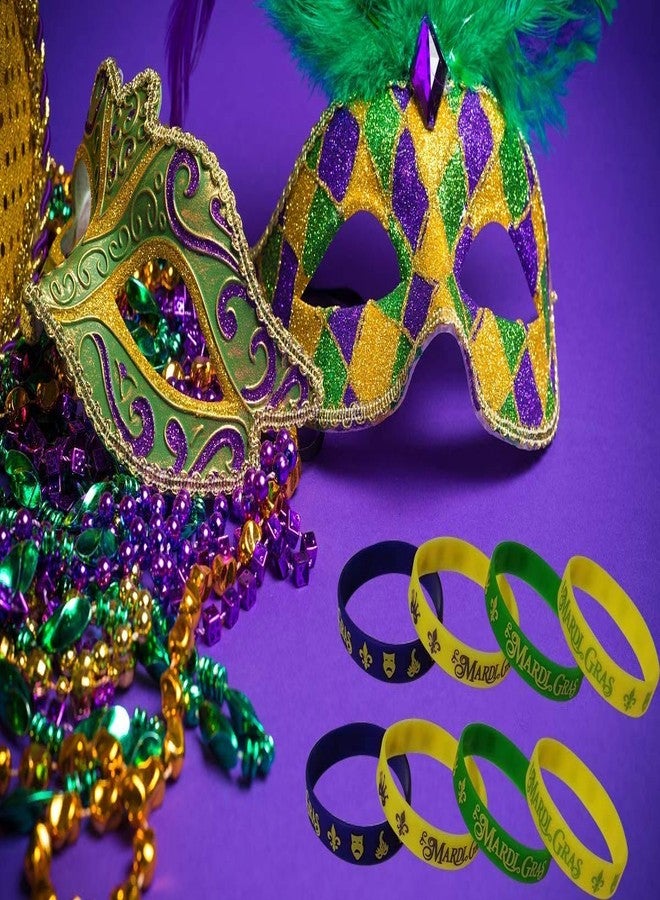 CupaPlay 60PCS Mardi Gras Party Favors Rubber Wristbands - Carnival Birthday Party Supplies Decorations Goodie Bag Stuffers Fillers Silicone Wristband - Image 5
